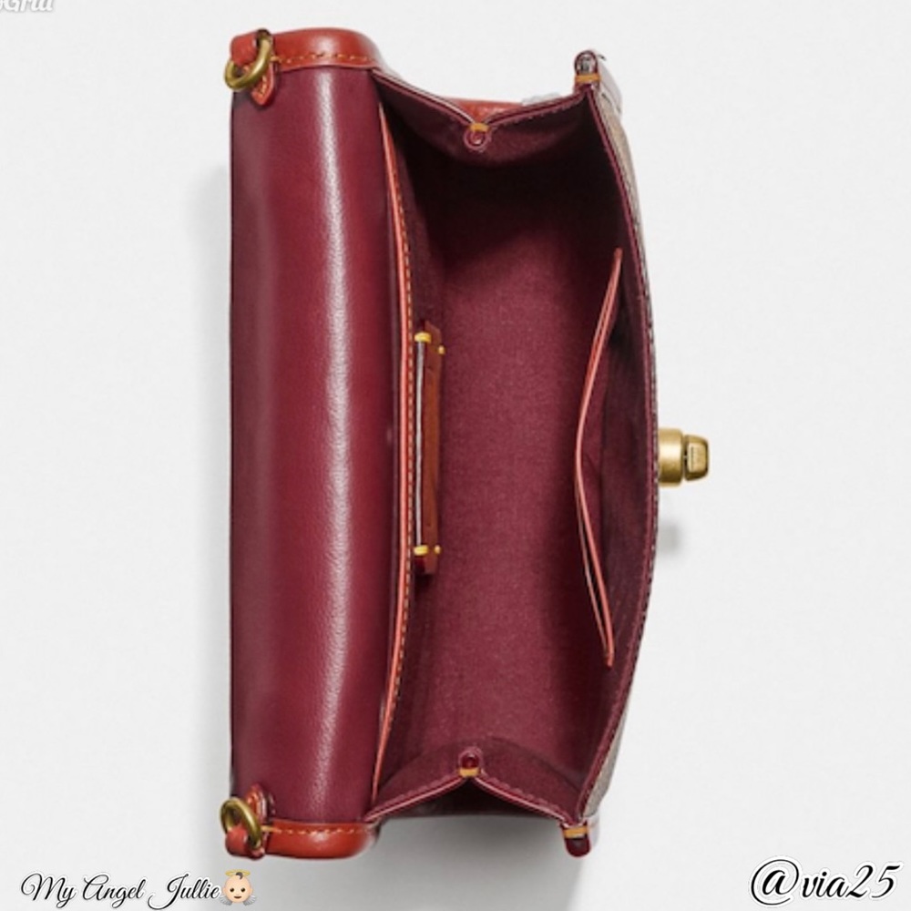 COACH KIP SIGNATURE CANVASS CROSSBODY Color: Tan Rust - Picture 4 of 8
